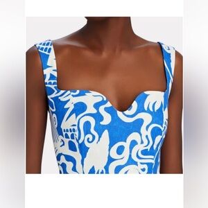 MARA HOFFMAN
Jini Cropped Shirred Hemp Top In Blue-med